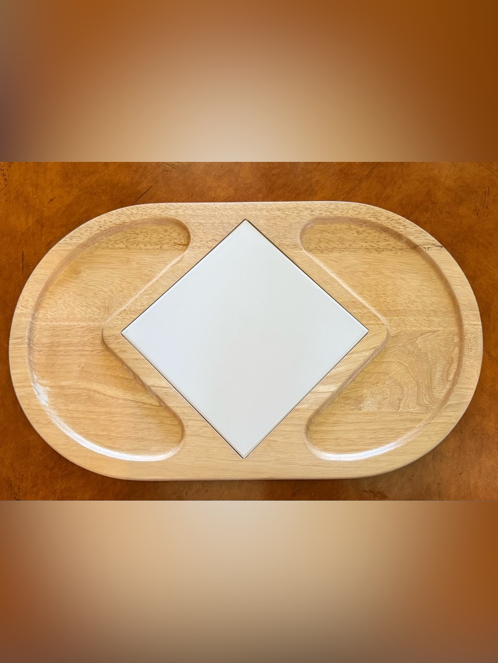 Vintage Goodwood Beechwood Cheese Board Tray with Ceramic Tile Insert MCM
